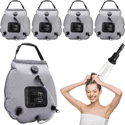 4 Pack Solar Portable Shower Bag 5 Gal/20L Solar Heating Camping Shower Bag with On-Off Switchable Head and Removable Hose for Outdoor Camping Hiking Traveling Beach Swimming
