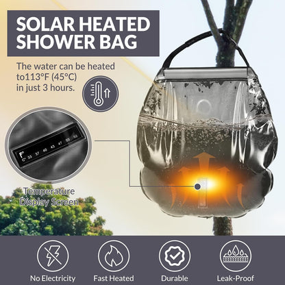 4 Pack Solar Portable Shower Bag 5 Gal/20L Solar Heating Camping Shower Bag with On-Off Switchable Head and Removable Hose for Outdoor Camping Hiking Traveling Beach Swimming