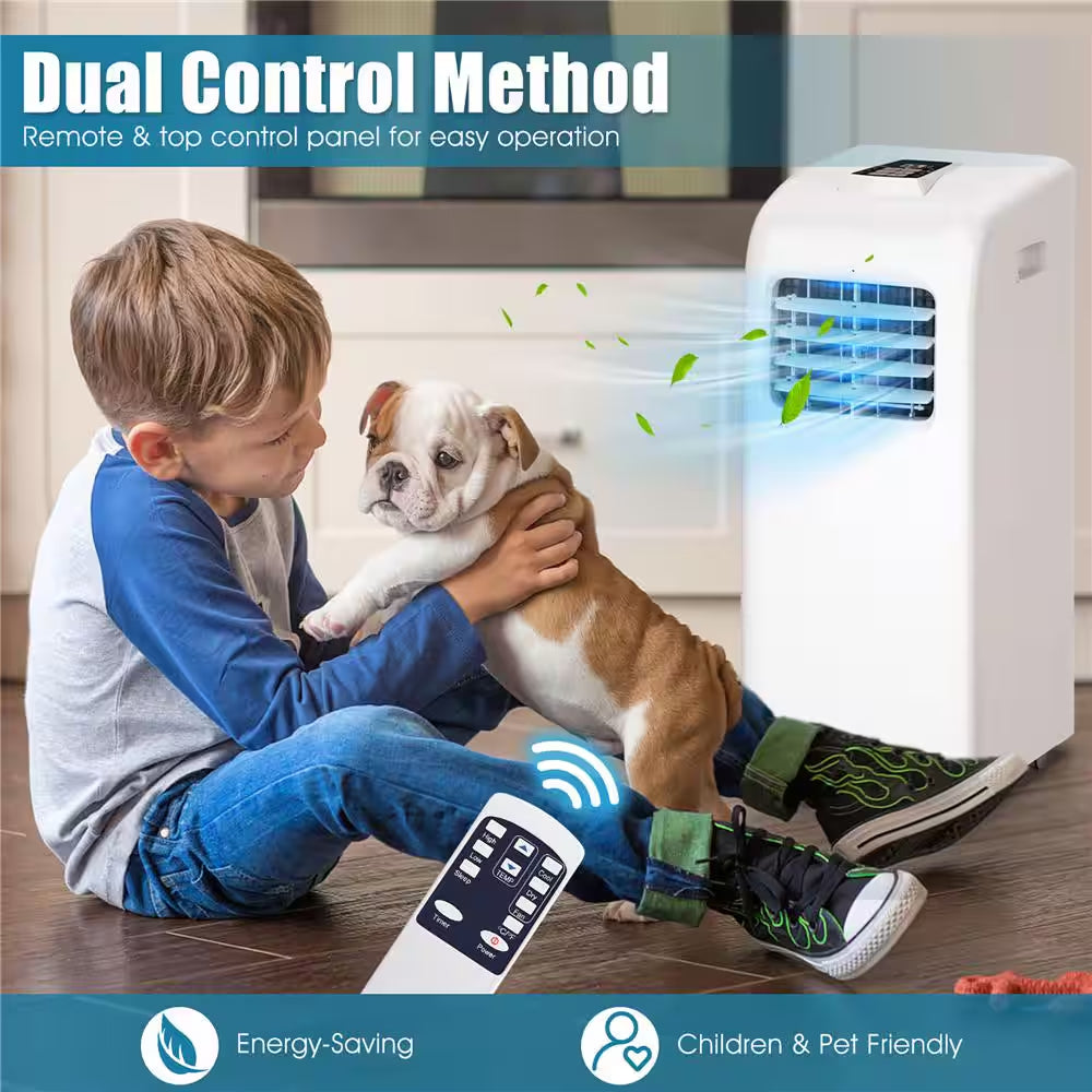 8000 BTU (ASHRAE) 5000 (DOE) BTU Portable Air Conditioner Cools 200 Sq. Ft. with Dehumidifier in White