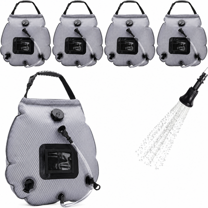 4 Pack Solar Portable Shower Bag 5 Gal/20L Solar Heating Camping Shower Bag with On-Off Switchable Head and Removable Hose for Outdoor Camping Hiking Traveling Beach Swimming