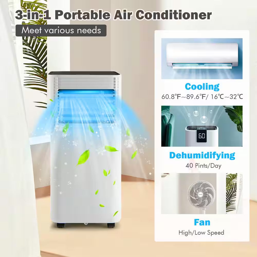 5,300 (DOE) BTU Portable Air Conditioner Cools 350 Sq. Ft. in Black