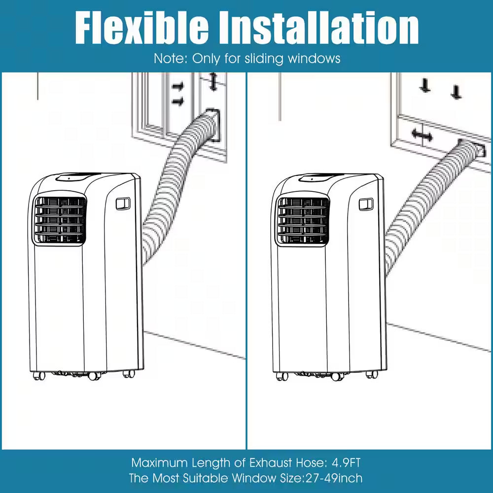 8000 BTU (ASHRAE) 5000 (DOE) BTU Portable Air Conditioner Cools 200 Sq. Ft. with Dehumidifier in White
