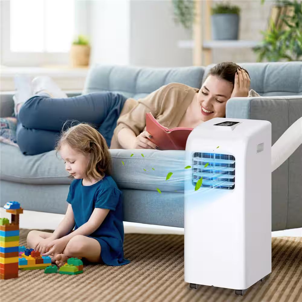8000 BTU (ASHRAE) 5000 (DOE) BTU Portable Air Conditioner Cools 200 Sq. Ft. with Dehumidifier in White