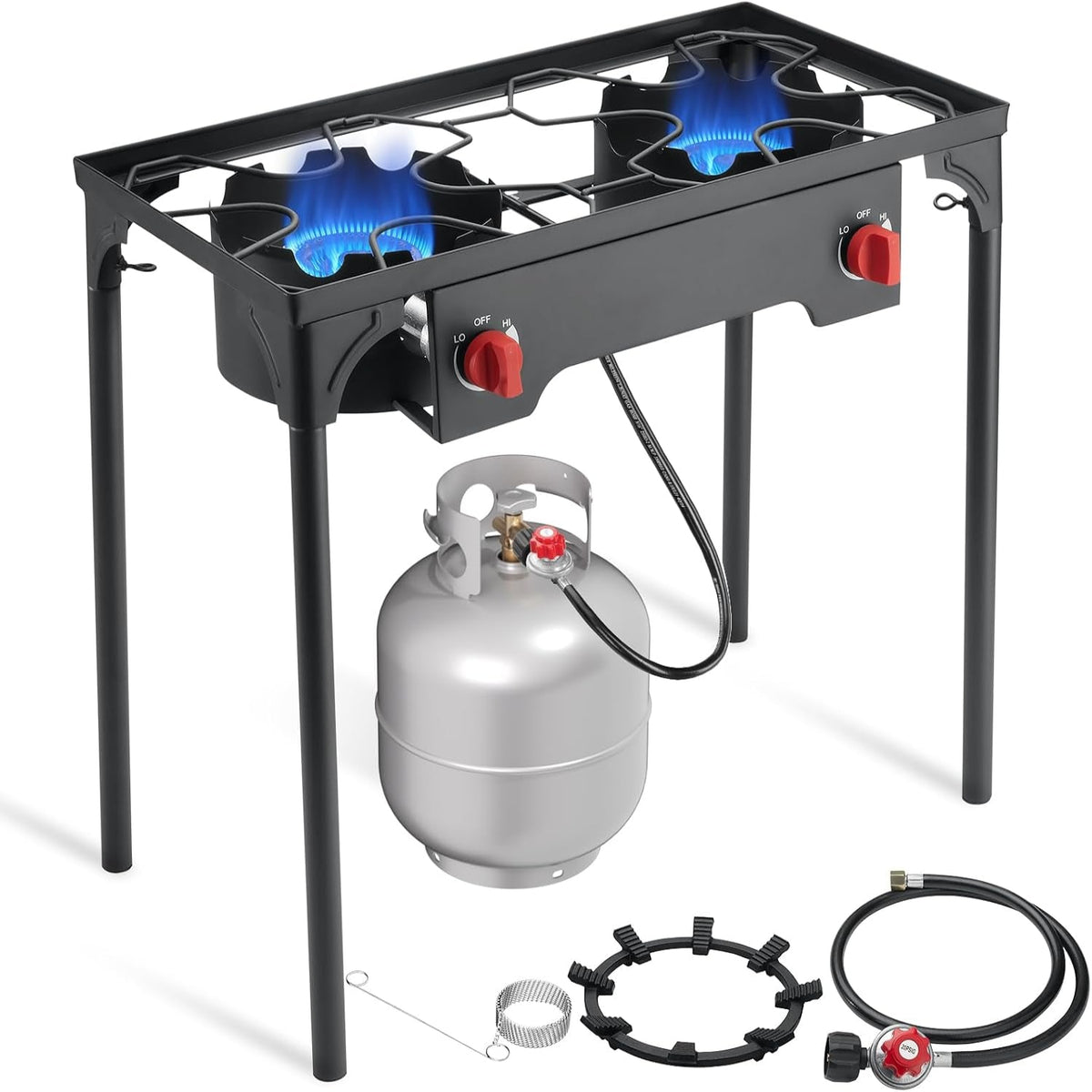 2 Burner Propane Stove - Portable Camping Stove with 150,000BTU High Efficiency Propane Burner, Outdoor Stove for Camping, Backyard, Picnic