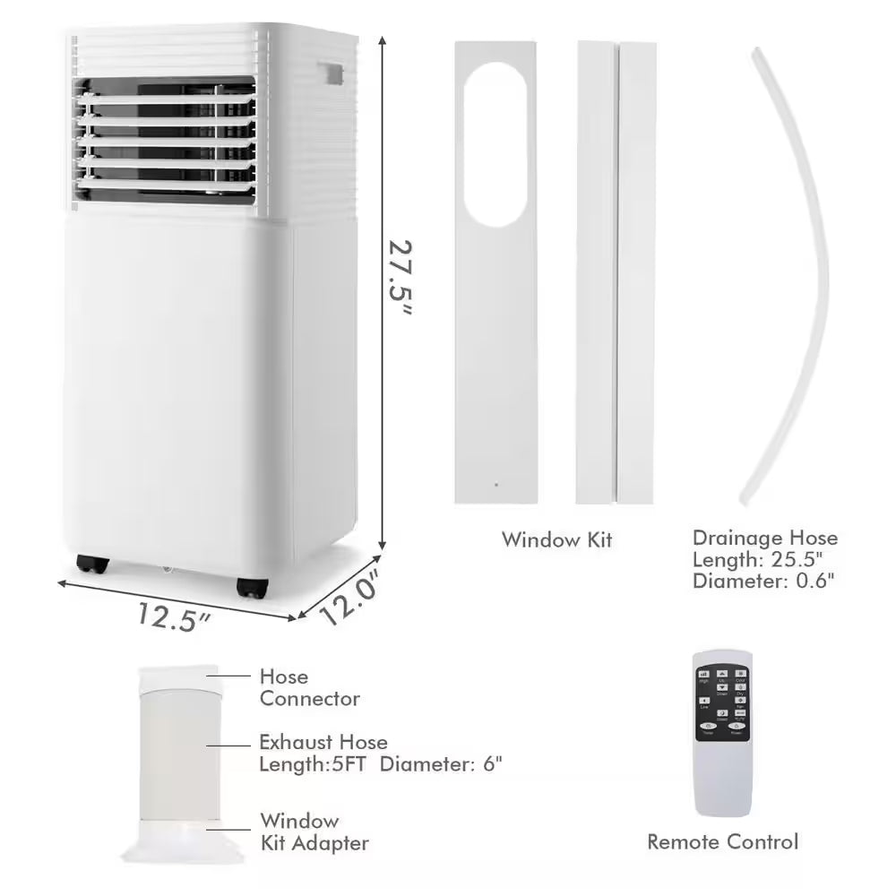 5,300 (DOE) BTU Portable Air Conditioner Cools 350 Sq. Ft. in Black