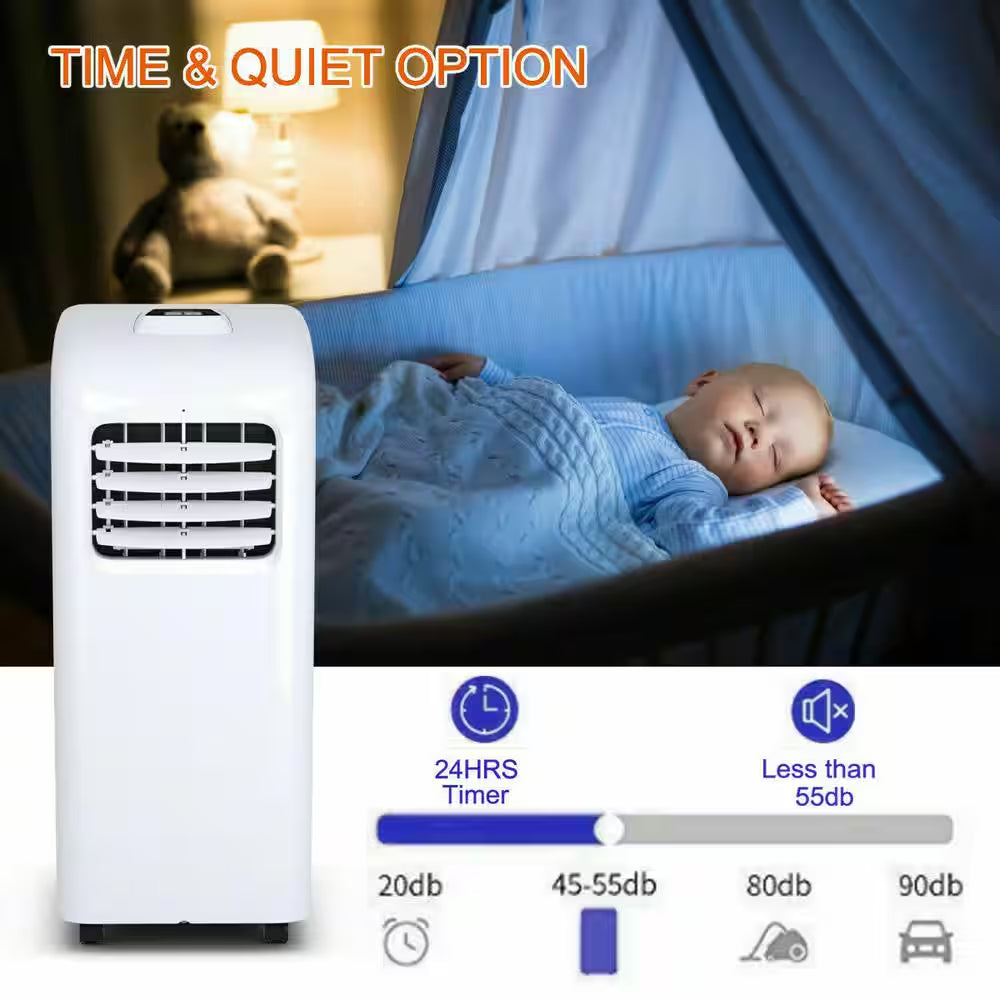 8000 BTU (ASHRAE) 5000 (DOE) BTU Portable Air Conditioner Cools 200 Sq. Ft. with Dehumidifier in White