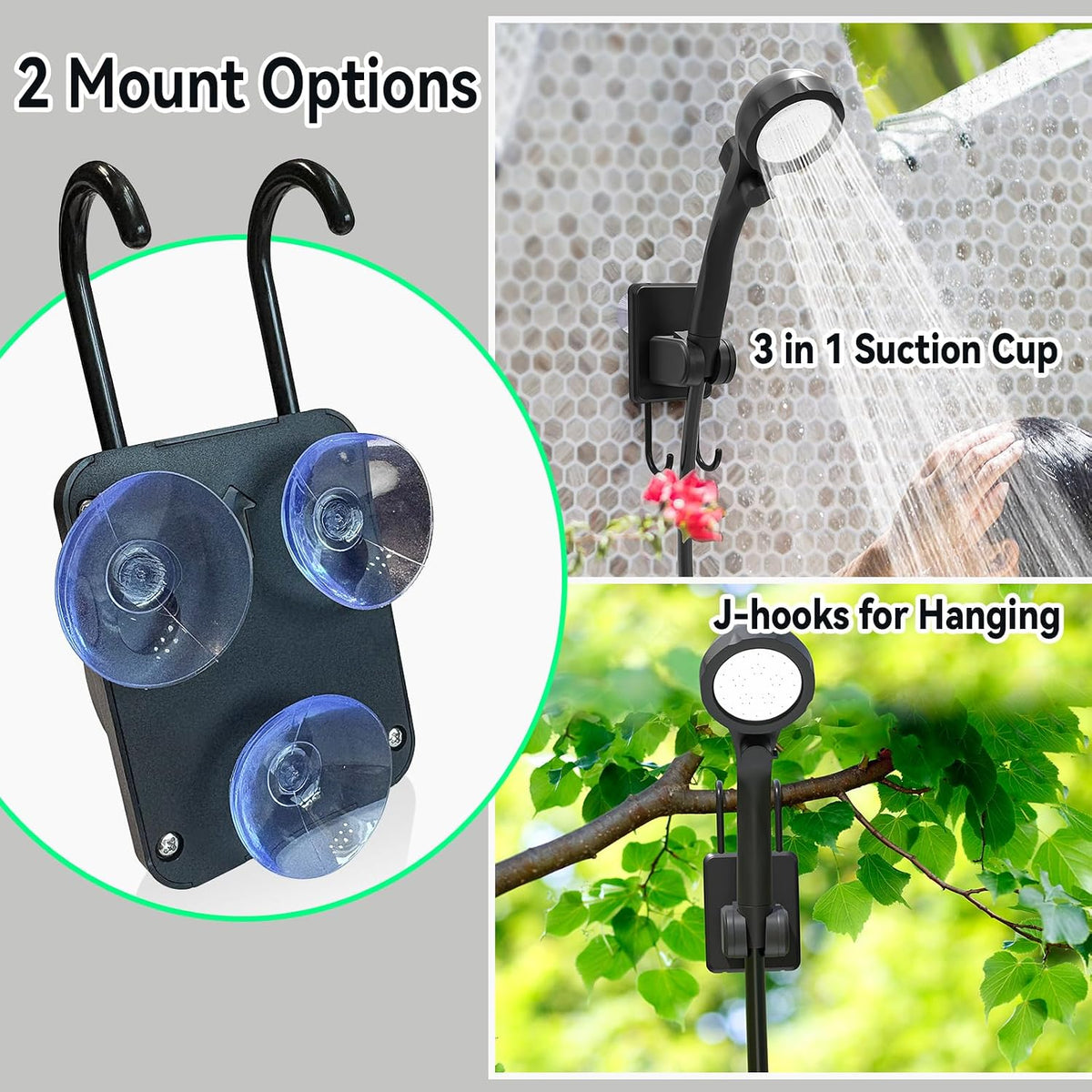 Portable Shower for Camping, 6000Mah Rechargeable Camping Shower Pump with Power & Temperature Display, Shower Head and Bidet Sprayer,Outdoor Shower Pump for Hiking, Travel, Pet