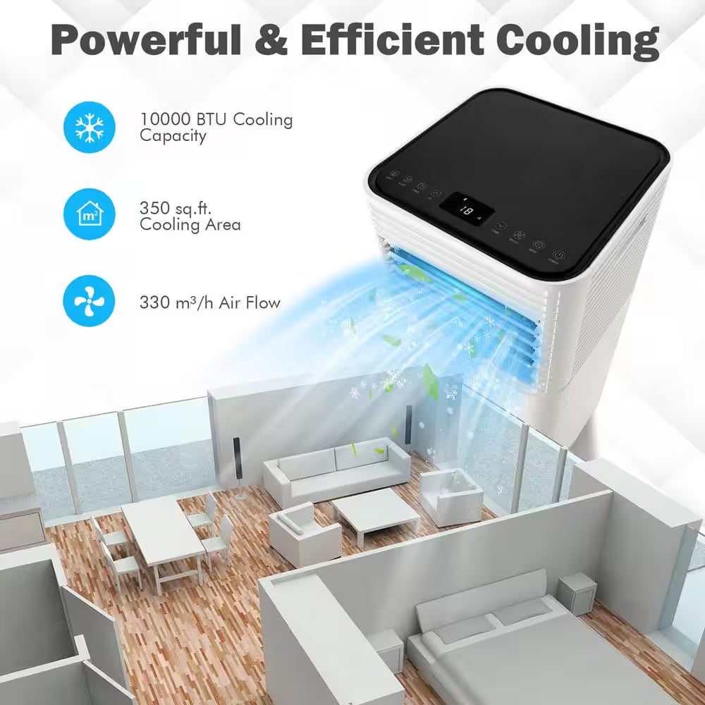5,300 (DOE) BTU Portable Air Conditioner Cools 350 Sq. Ft. in Black
