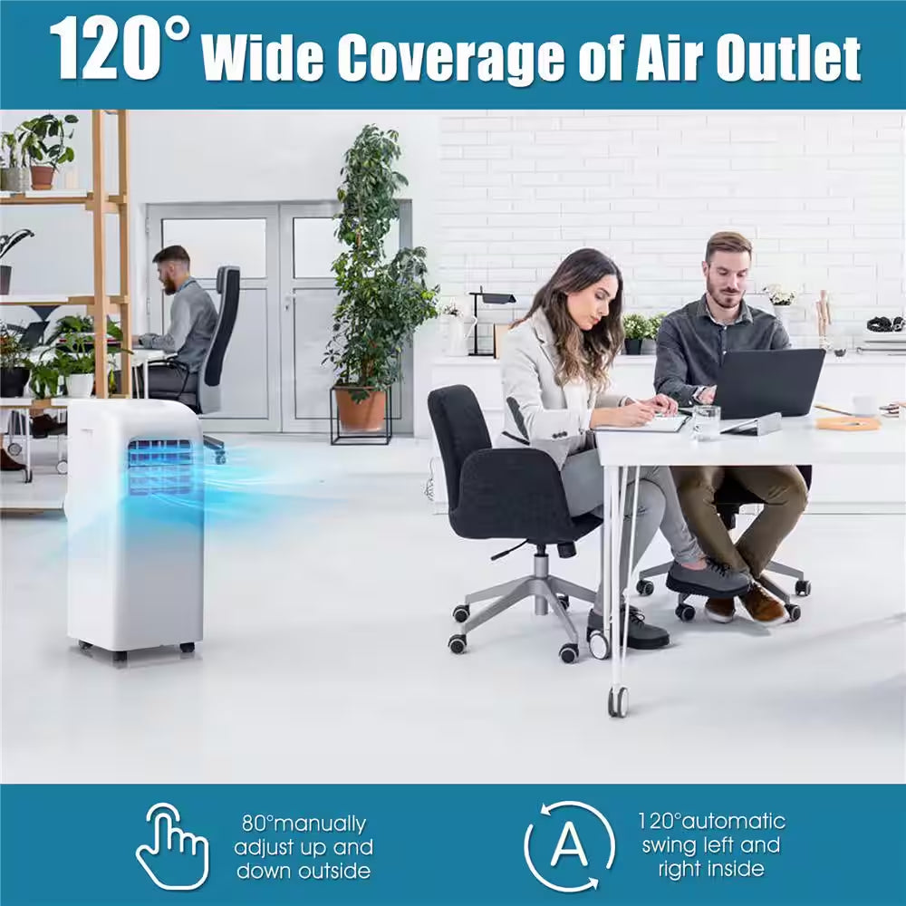 8000 BTU (ASHRAE) 5000 (DOE) BTU Portable Air Conditioner Cools 200 Sq. Ft. with Dehumidifier in White