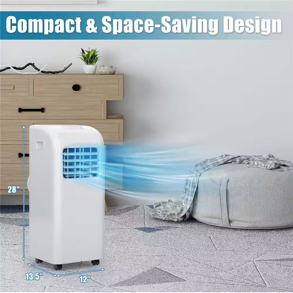 8000 BTU (ASHRAE) 5000 (DOE) BTU Portable Air Conditioner Cools 200 Sq. Ft. with Dehumidifier in White