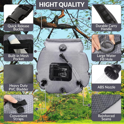 4 Pack Solar Portable Shower Bag 5 Gal/20L Solar Heating Camping Shower Bag with On-Off Switchable Head and Removable Hose for Outdoor Camping Hiking Traveling Beach Swimming